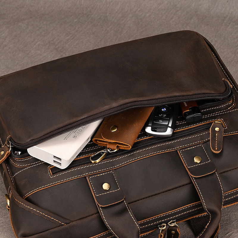 Luufan prawdziwej skórzana teczka torba dla człowieka nadające się do 14 cal PC torba biznesowa w stylu Vintage mężczyzna torba na laptopa ręcznie Crossbody torba