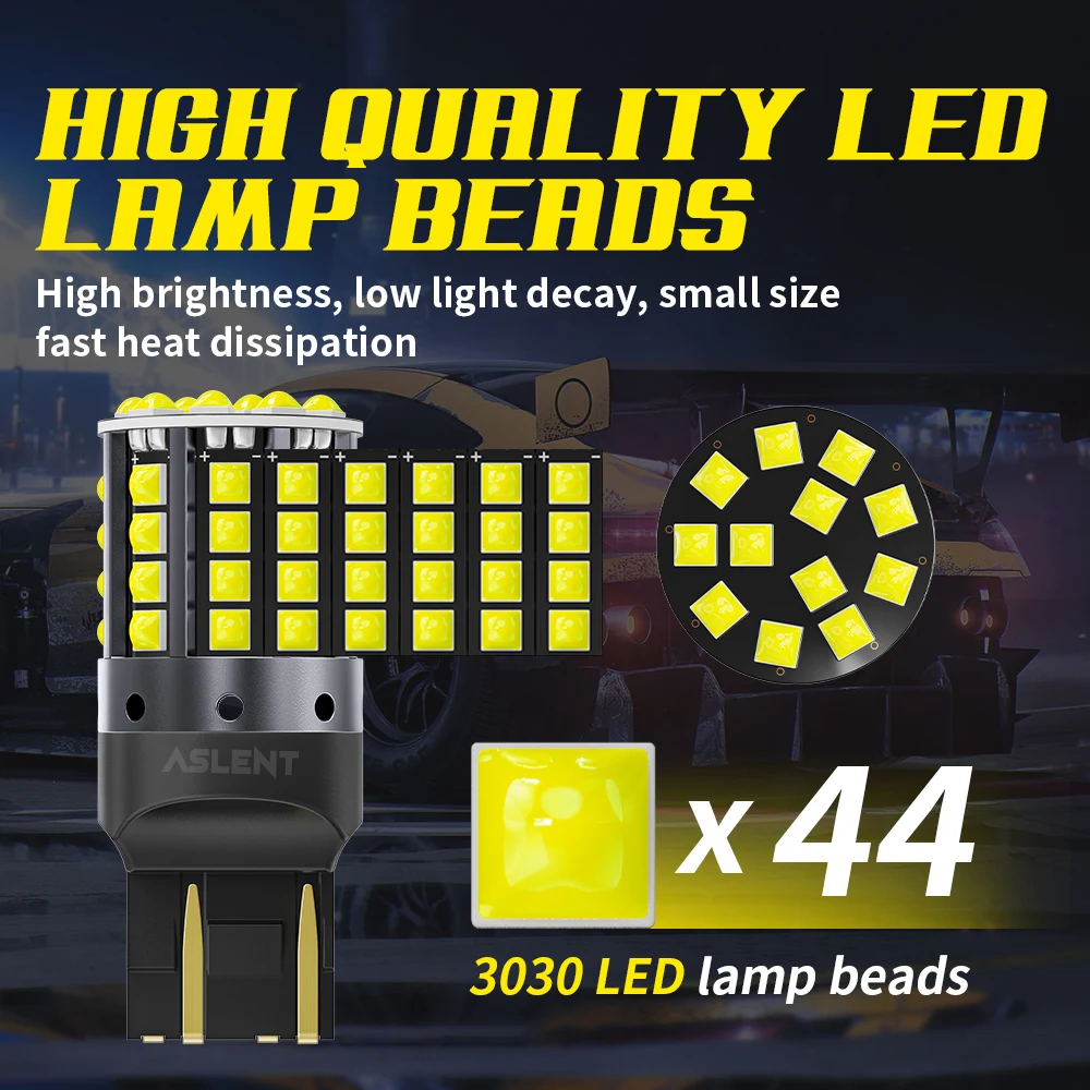 2x 7440 W21W WY21W T20 7443 W21/5W Super Bright Car Lights LED BA15S P21W BAU15S PY21W P21/5W Canbus Turn Signal Lamps White 12V