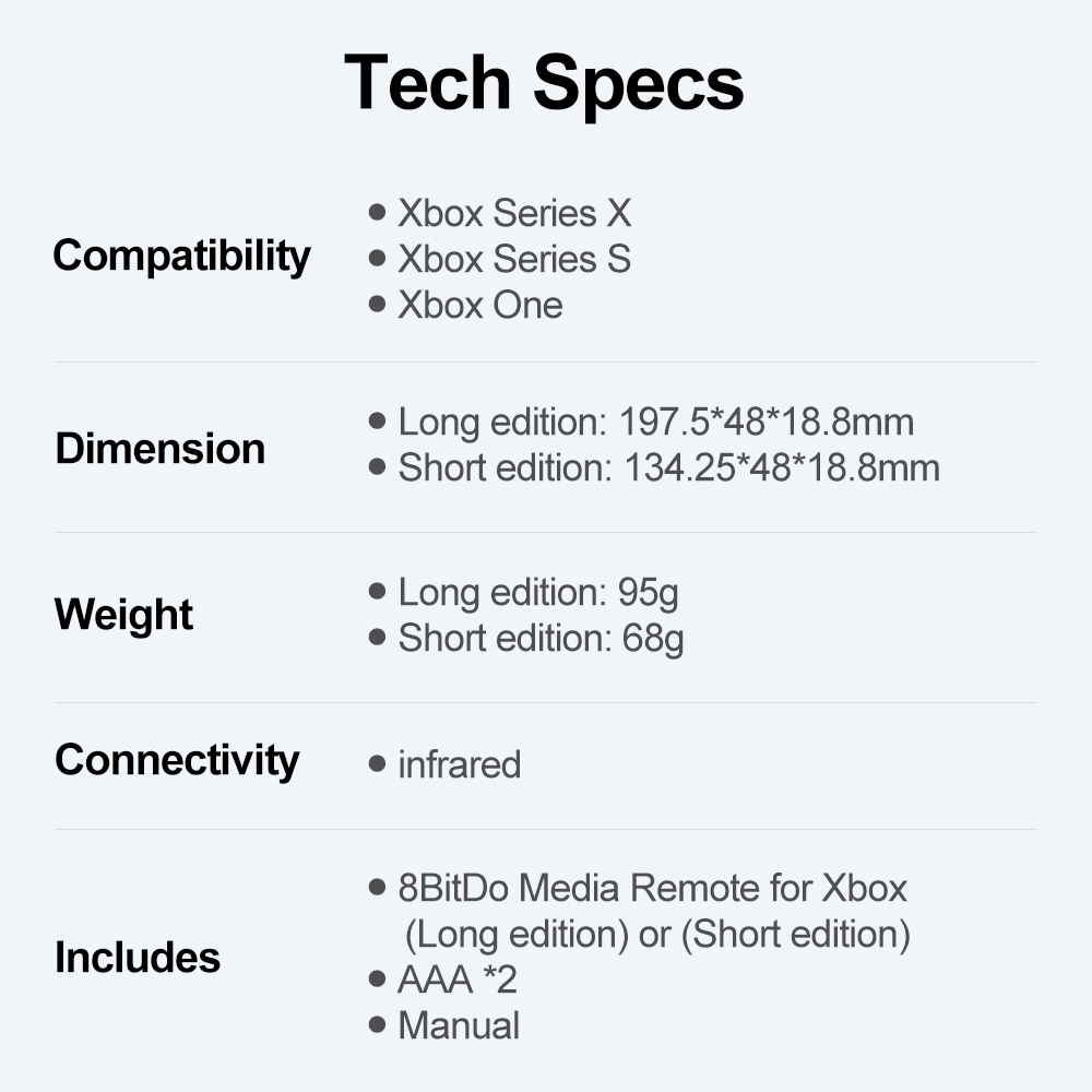 8BitDo Xbox Controller Media Remote Infrared Controle for Xbox One Xbox Series X Microsoft Xbox Series S