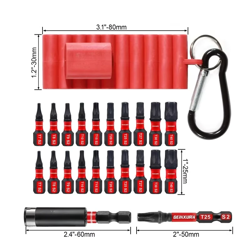 22 Pcs Impact Screwdriver Bits Set with Organizer Sleeve, Magnetic  S2 Steel Multi Driver Bits and 1Pc Bit Holder