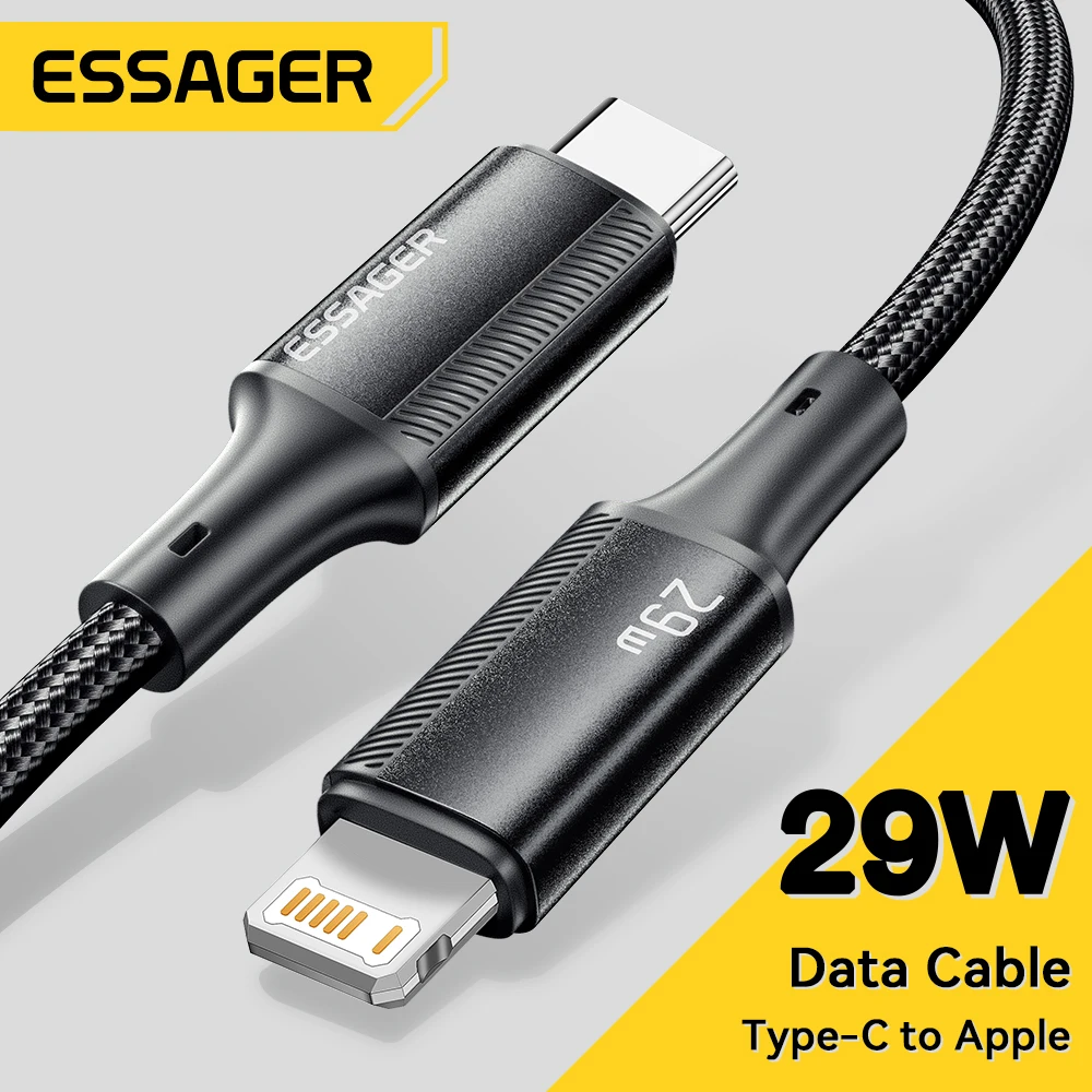 Cable Essager USB C para IPhone 14 13 12 11 pro Max 8 Plus 20W Cable de carga rápida tipo C para Cable de fecha de iluminación para iPad Macbook