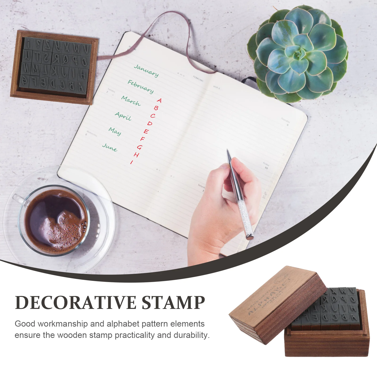 工芸品、小さなDIY木製粘土インク、スクラップブックのためのヴィンテージ文字シールアルファベットスタンプ