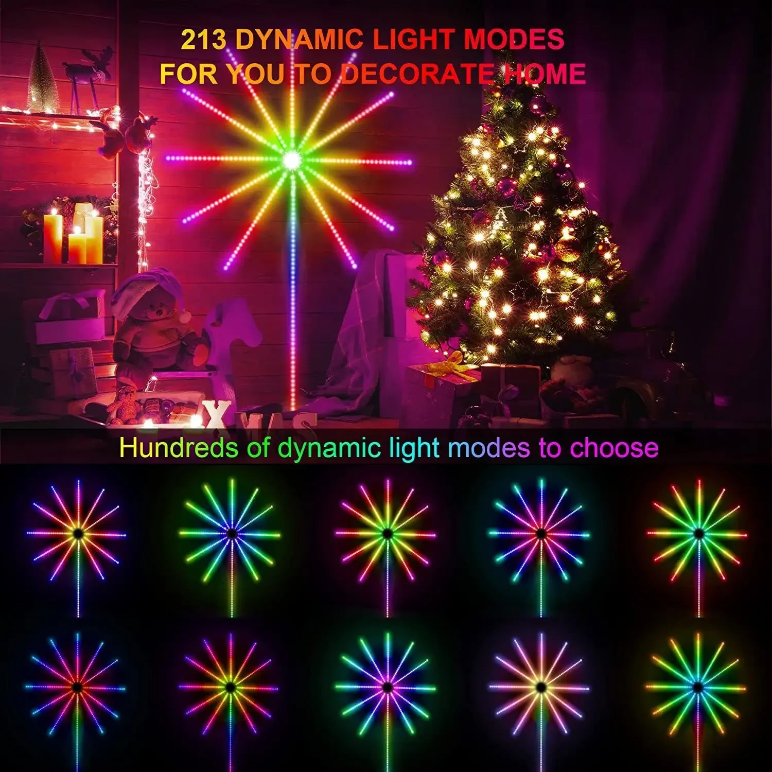 スマート LED ライトストリップ DIY 花火リモート Bluetooth フェストゥーンランプクリスマス寝室パーティー結婚式の装飾ホリデーフェアリーライト