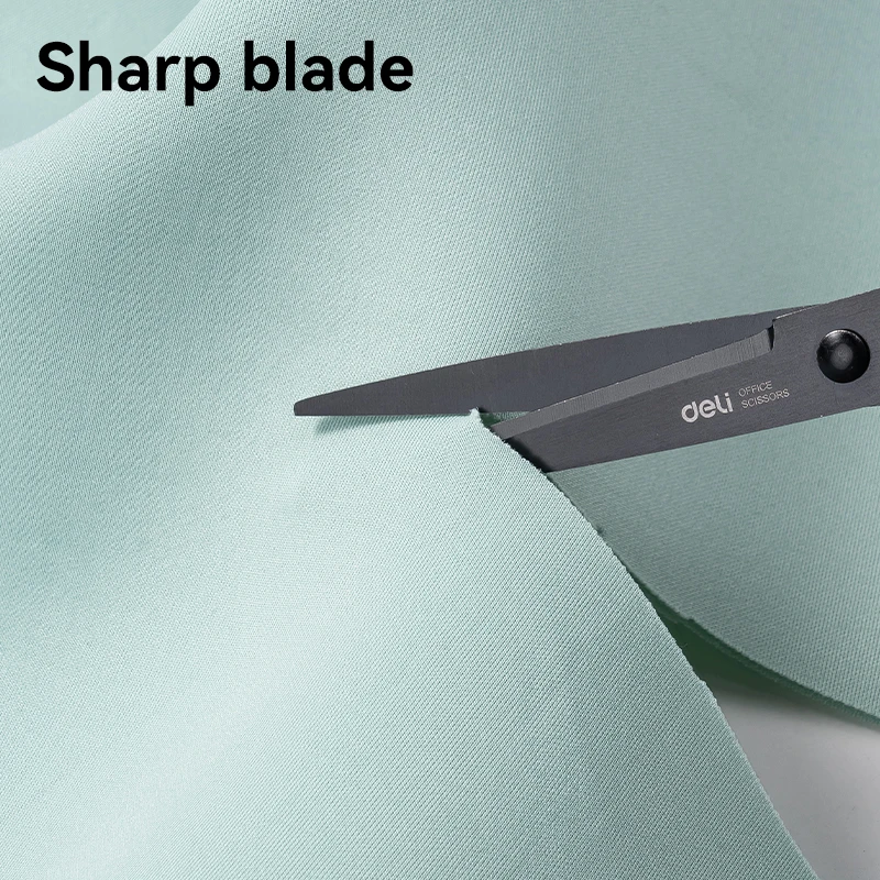 DELI Black Blade Scissors 170mm - Ultra Sharp Non-Sticky for Paper, Cloth & Crafts