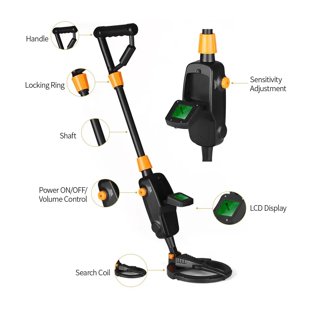 Metaalgouddetector Handheld Pinpointer Treasure Ondergrondse metaaldetector Tracker Seeker Finder met waterdichte zoekspoel