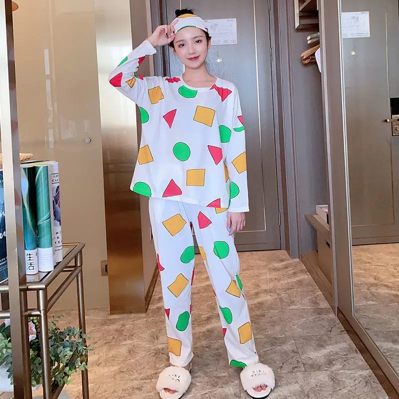 Pijama Sin Chan ชายและหญิงชุดนอน Sinchan ผ้าฝ้ายฤดูใบไม้ร่วงแขนยาวกางเกงชุดชุดนอนญี่ปุ่นสําหรับคู่ชายชุดนอน