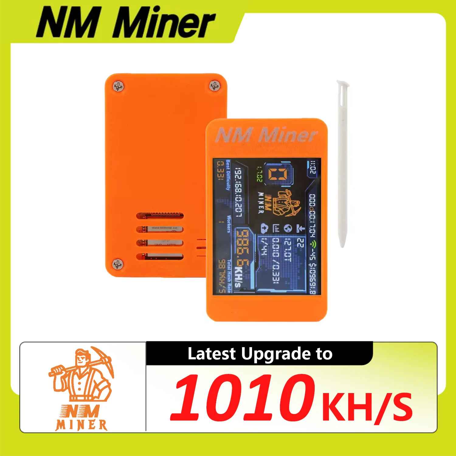 Bitcoins Miner NMMiner Atualização 1010KH/S Tela colorida de 2,8 polegadas DIY Solo Miner Crypto Miner Uso doméstico BTC