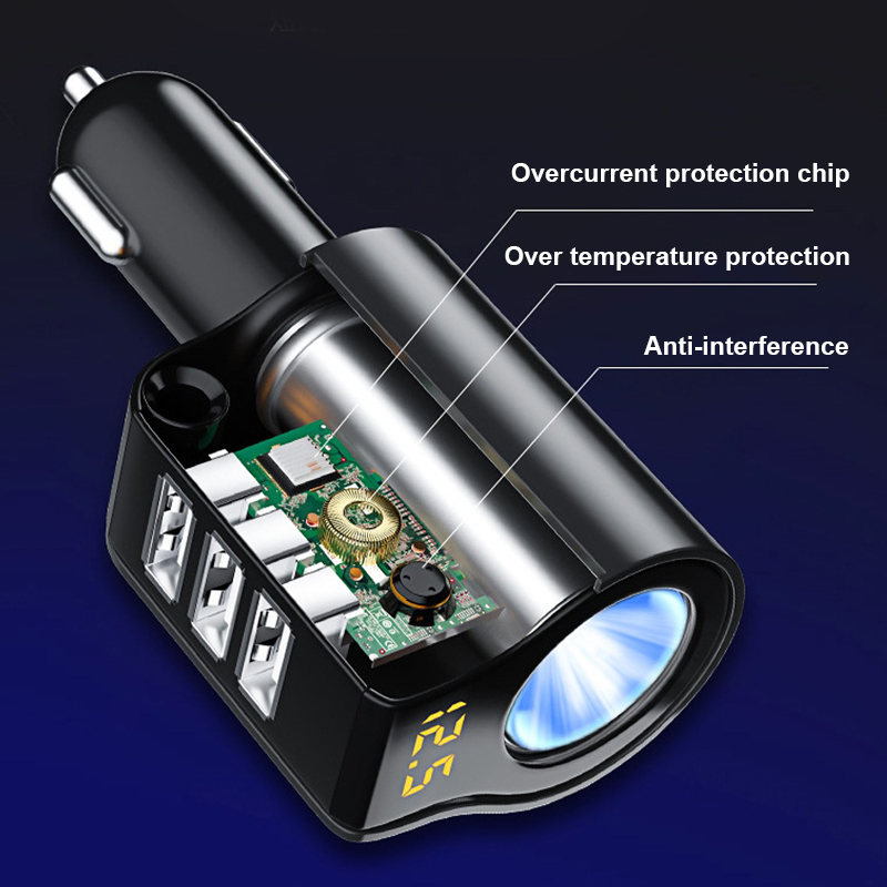 SEAMETAL 96 ワット QC3.0 3.1A USB 車の充電器 3 ポート 12-24V シガーライターソケット超高速車の充電器電源アダプタ車のスタイリング