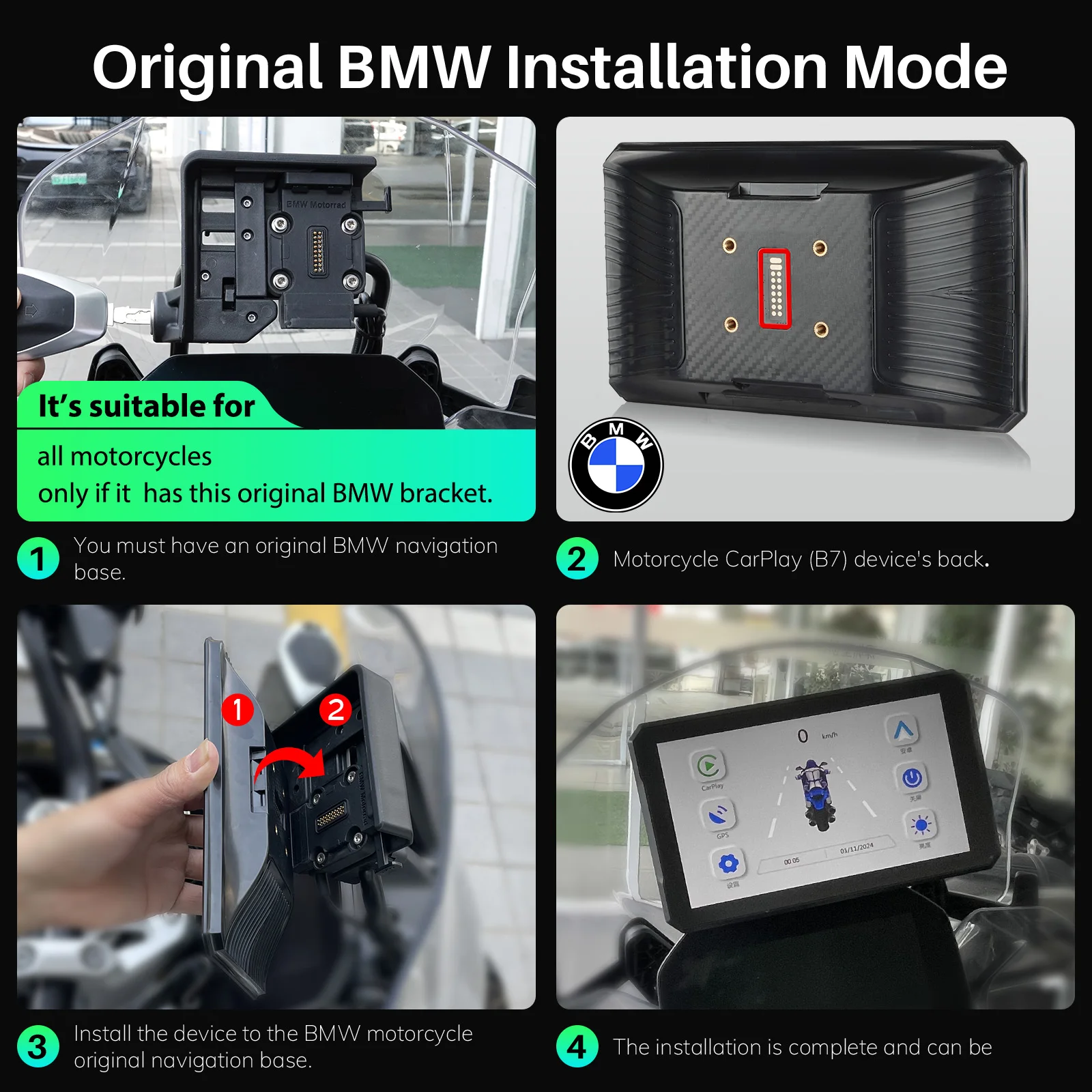 Carplay для bmw XR M1000 R1200GS R1250GS S1000XR R1300GS 7-дюймовый портативный мотоциклетный навигатор CarPlay Android Auto Navigator