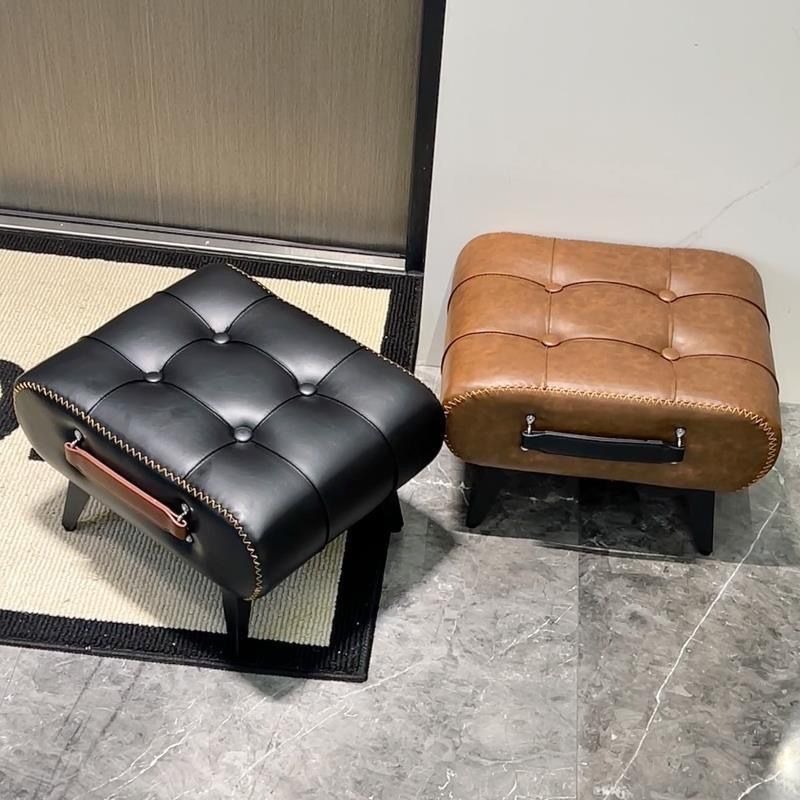 Stołek do przewijania butów, próg do drzwi, miękka torba do salonu, minimalistyczna sofa, podnóżek, lekka luksusowa skórzana grafika, niski stołek