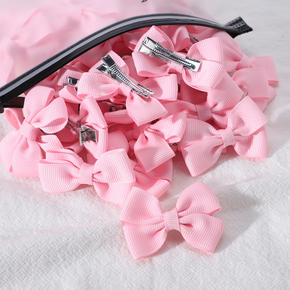 5 unids/set horquillas sólidas para bebé cinta de grogrén lazos pinzas para el cabello Boutique sombreros hechos a mano niñas accesorios para el cabello de bebé