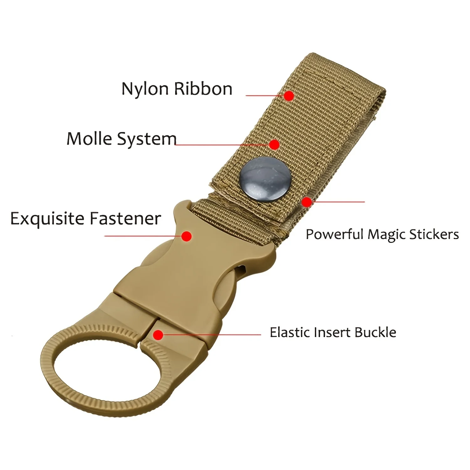 Clip per bottiglia d'acqua con gancio per fibbia in tessuto da 1 confezione - Nylon resistente con fibbia di sicurezza, multicolore opzionale, adatto per il campeggio,