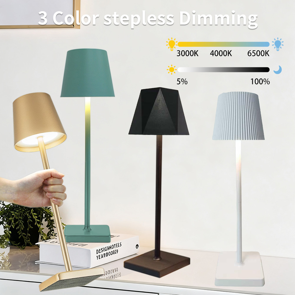 Nordic LED Tischlampe Wiederaufladbare Schreibtischlampe Touch Dimmbares Nachtlicht für Outdoor Wasserdicht Terrasse Restaurant Bar Dekor Licht