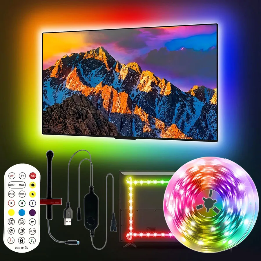 Ambilight Tv retroiluminación Led con cámara 5V Usb Rgbic Smart Tv sincronización luces Led para sincronización de pantalla de televisión tira de 3,8 M 5M
