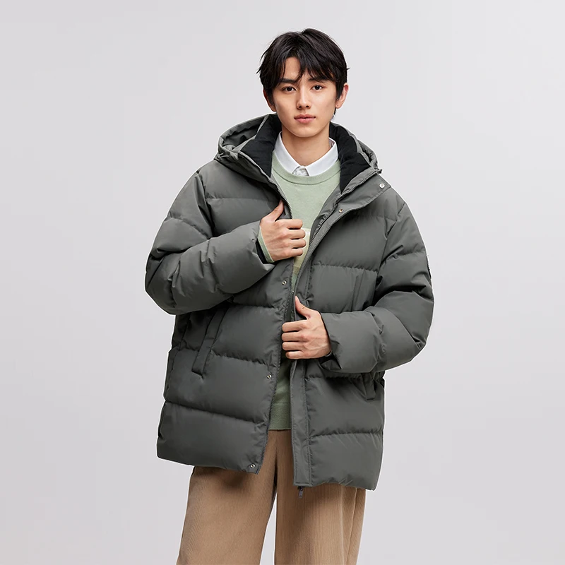 Semir jaqueta masculina 2025 inverno novo casaco versátil grosso de comprimento médio com capuz