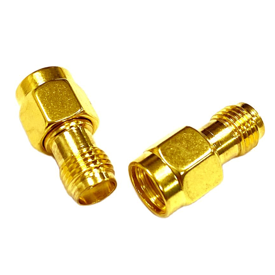 RP-SMA Male Plug para SMA Fêmea Jack Hole to Hole RF Coax Adapter, Modem Convertor, Direto Dourado Banhado, Novo, Atacado, 1Pc