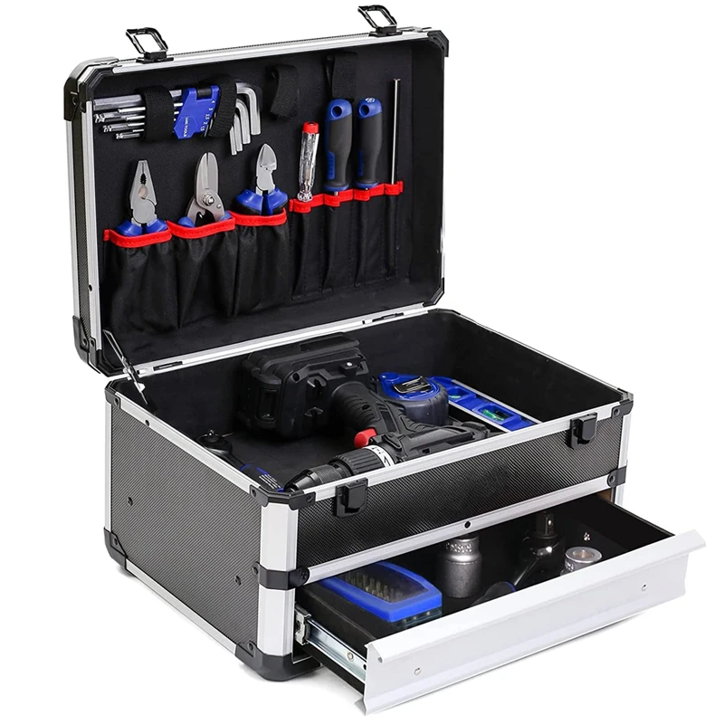 Tool Box Aluminium Equipment Case Protable Toolbox for Mechanic Large Capacity Suitcase Hard Case Storage Box with Drawers