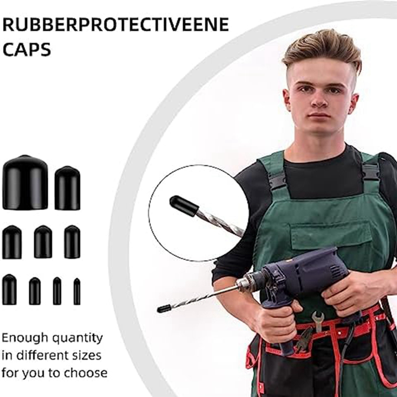 Newest 160Pcs Assorted Size Rubber End Caps, Flexible Screw Thread Protector Caps Round Vinyl Bolt Screw Cover Caps in 9 Size