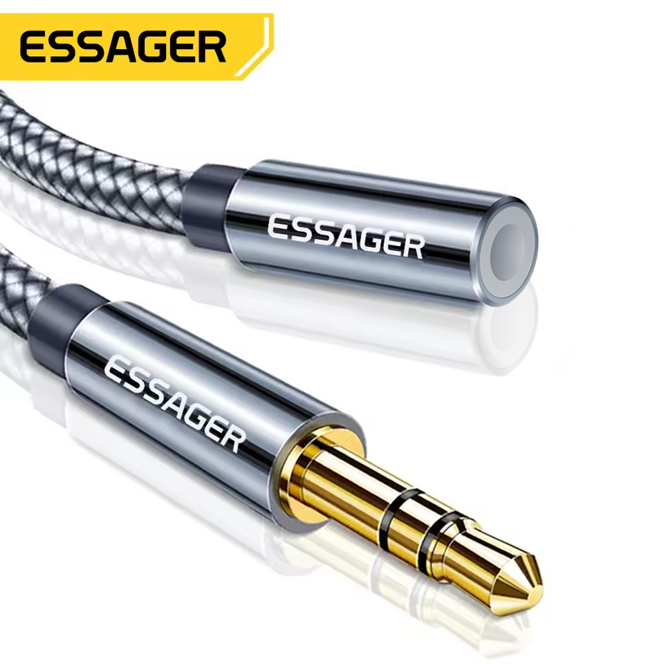 Essager Cable de extensión para auriculares Jack Cable auxiliar de Audio de 3,5mm Cable extensor de altavoz divisor hembra de 3,5mm para adaptador de auriculares