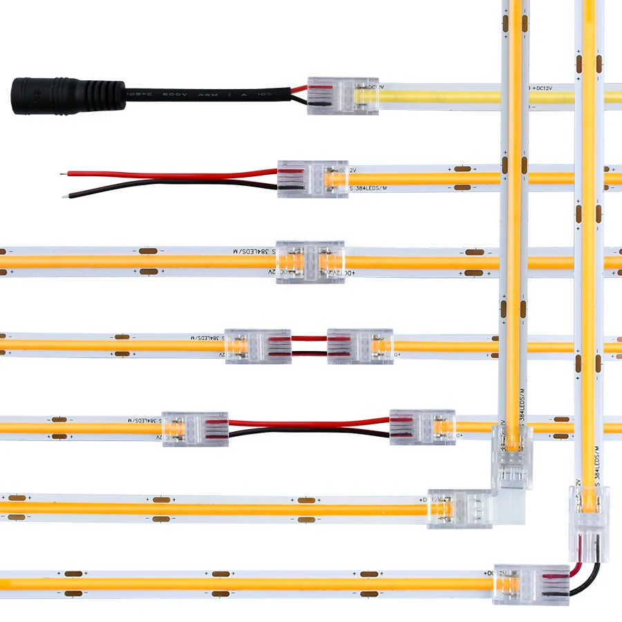 5 ชิ้น 8 มิลลิเมตร 10 มิลลิเมตร 2pin COB LED Strip Connector Extension Wire Terminal LED ตัวเชื่อมต่อสําหรับ 2835 5050 SMD COB เทปไฟ