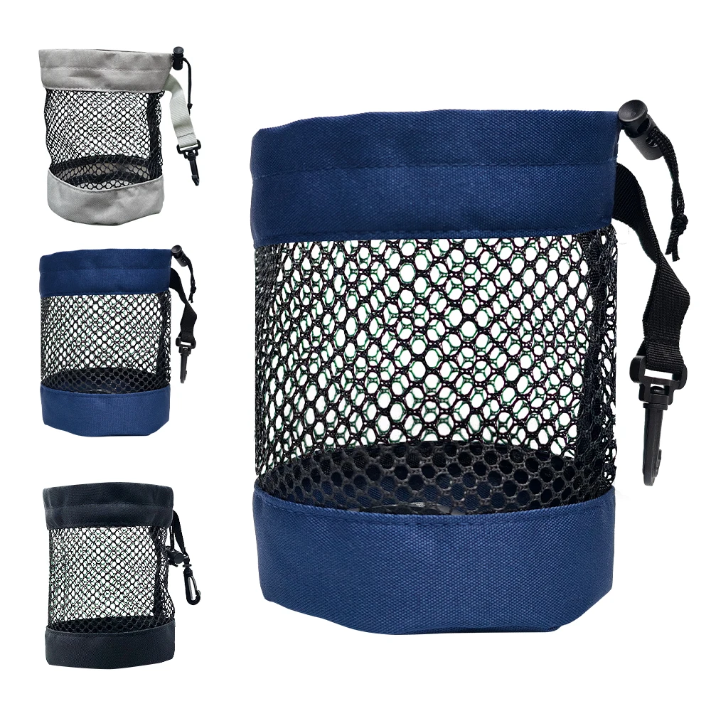 Borsa da golf nera da 1 pezzo, con nylon a rete di alta qualità e clip in plastica da appendere, comoda da appendere al sacco da golf