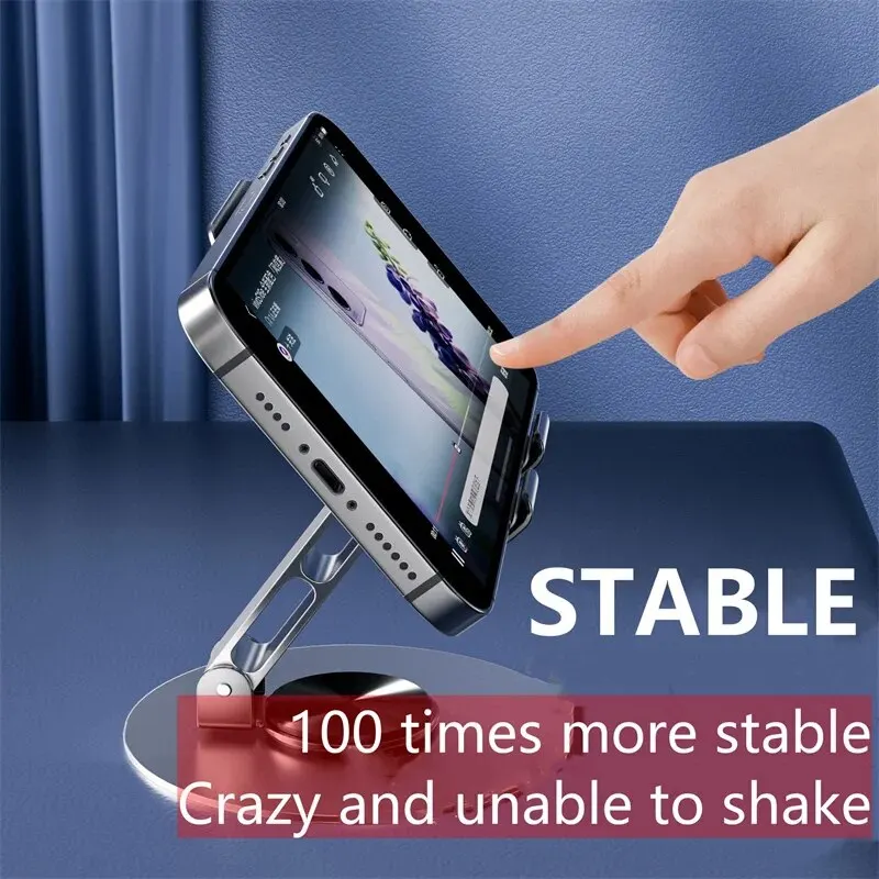 Supporto per tablet portatile in lega di alluminio con rotazione 720 per iPad Supporto per telefono cellulare dal vivo pieghevole flessibile regolabile per desktop pigro