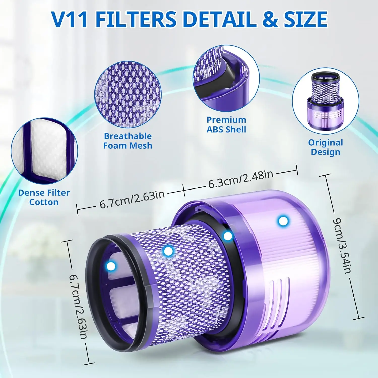 Para Dyson V11 Animal/V11 Unidad de torsión V15 accesorios de detección filtro lavable ciclónico repuestos de aspiradora