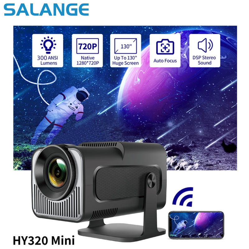 Salange hy320mini projetor inteligente android 11.0 portátil wifi bluetooth cinema em casa 720p para smartphone ao ar livre 1080p 4k filme