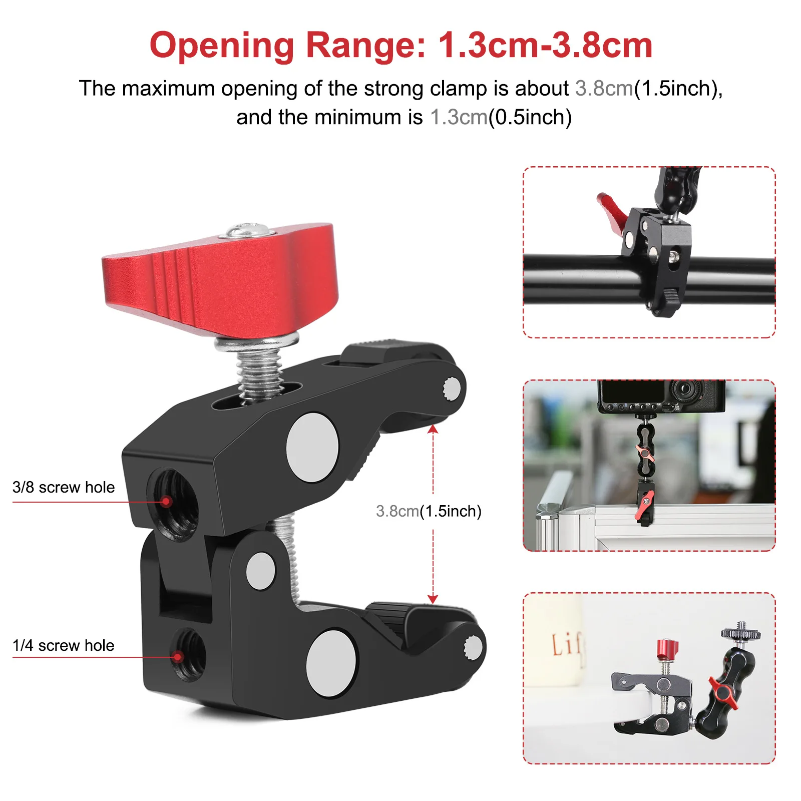 Super Clamp Kamera Klemmmontage Monitor 360° °   Ballhead Magic Arm Doppelkugelkopf-Adapter für DSLR-Kamera/Gopro/LED-Leuchten/Telefon