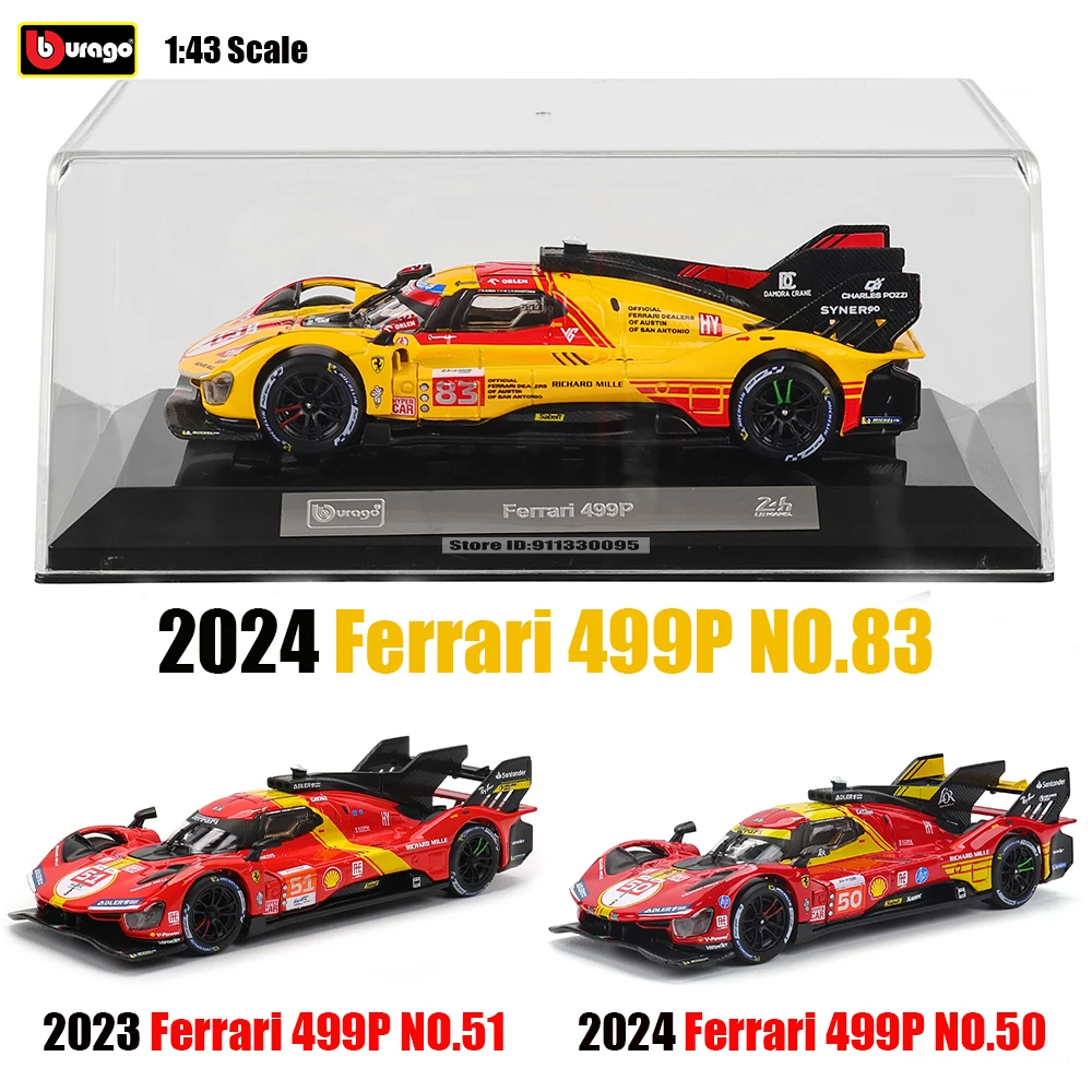 Bburago 1:43 Le Mans Ferrari 499P 2024 488 250 512 Legierung Luxus Fahrzeug Diecast Pull Back Autos Modell Spielzeug Sammlung Geschenk