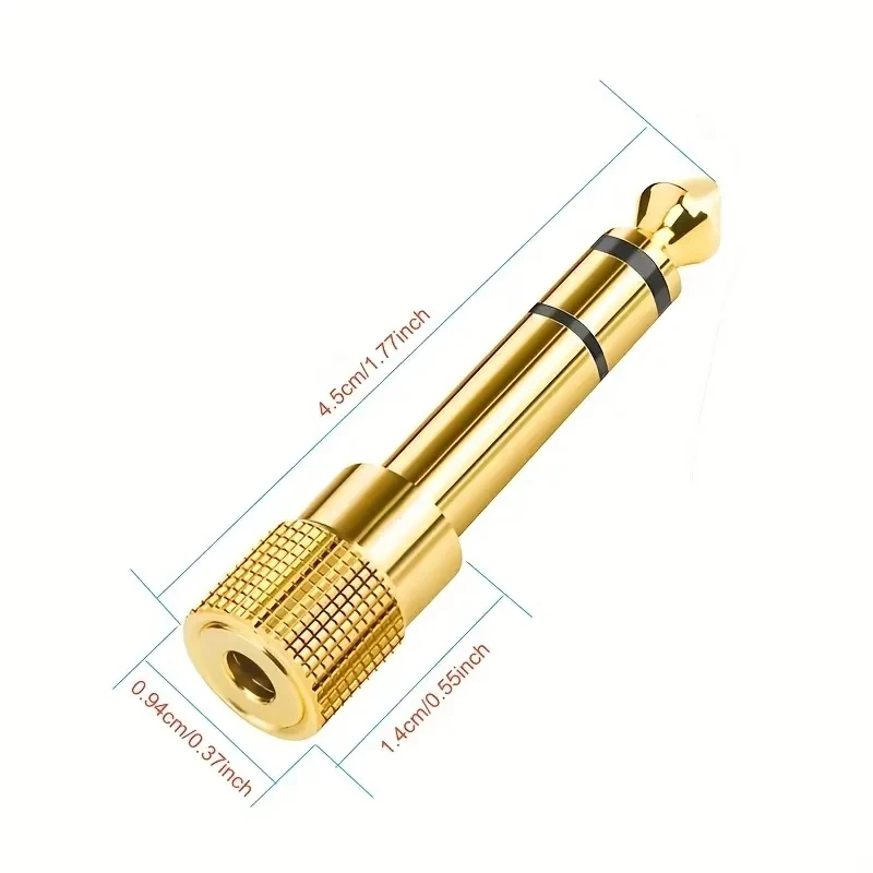 Conjunto de adaptador de áudio de 2 pacotes de 6,5 mm a 3,5 mm e 3,5 mm a 6,5 mm de 1/4 polegadas a 1/8 polegadas e 1/8 polegadas a 1/4 polegadas adequado para fone de ouvido