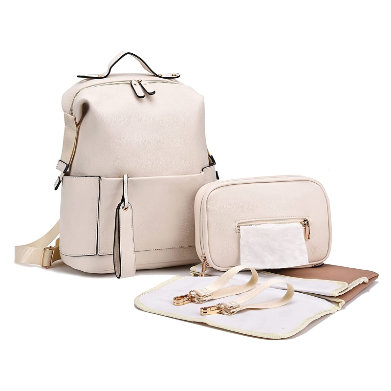 PU Couro Mamãe Mochila, Bolsa de Ombro Duplo, Saco De Fraldas Do Bebê, Armazenamento De Viagem Do Bebê, Saco De Carrinho De Criança, Pele, Mãe