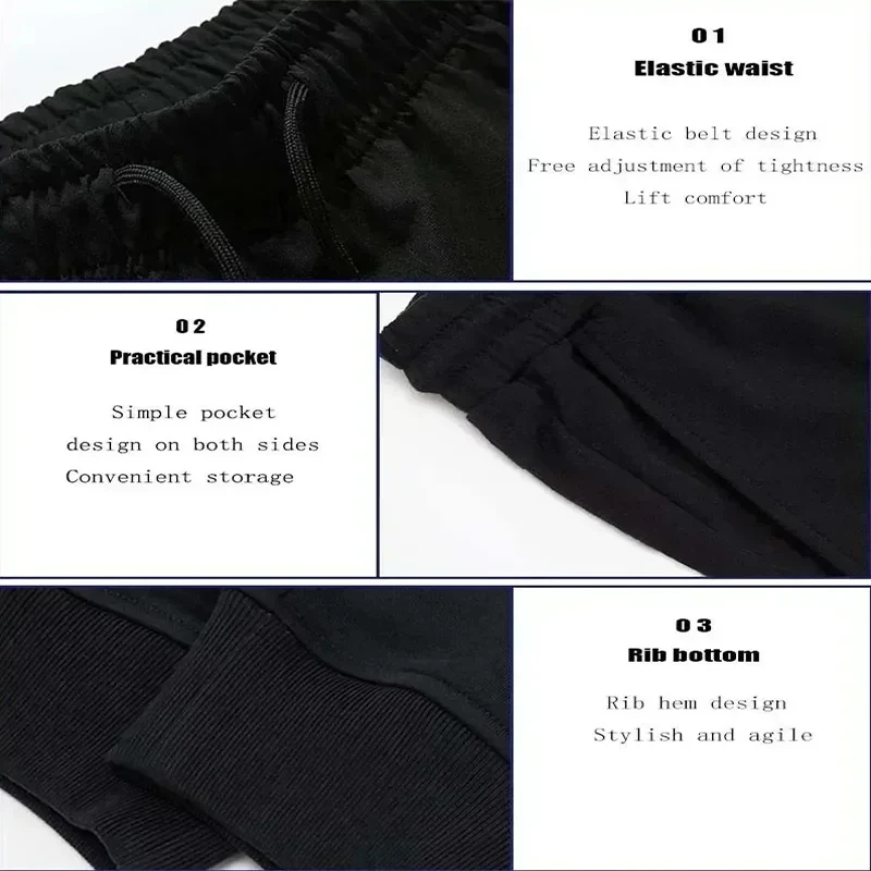 ผู้ชายใหม่ผ้าฝ้าย Lint กางเกงพิมพ์สีดํา Sweatpants ฟิตเนสกลางแจ้ง Jogging Drawstring กระเป๋าผู้หญิงสบายๆกางเกง