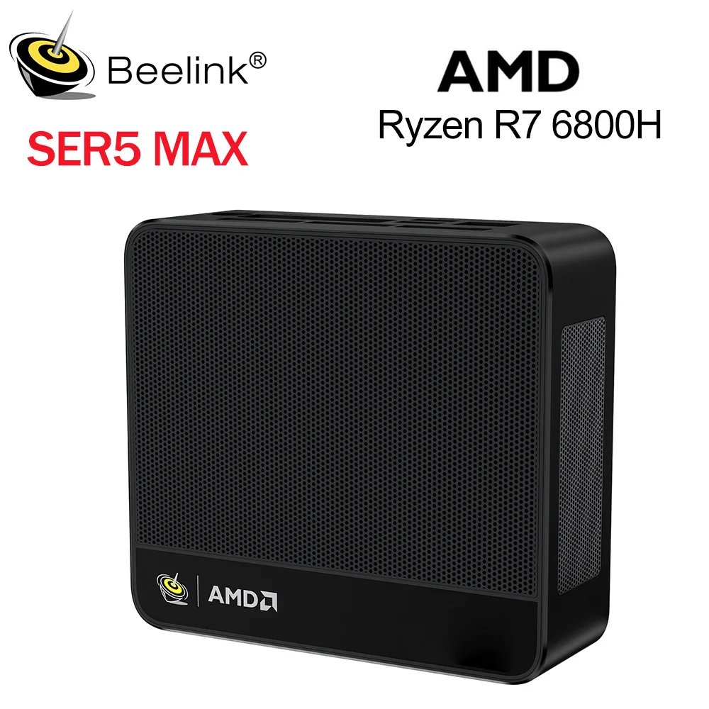 Beelink Mini PC SER5 Max AMD R7 6800U 6800H R5 5500U 16G 500G NVME SSD Windows 11 tipo-c 4K Mini ordenador para jugadores de pantalla Triple