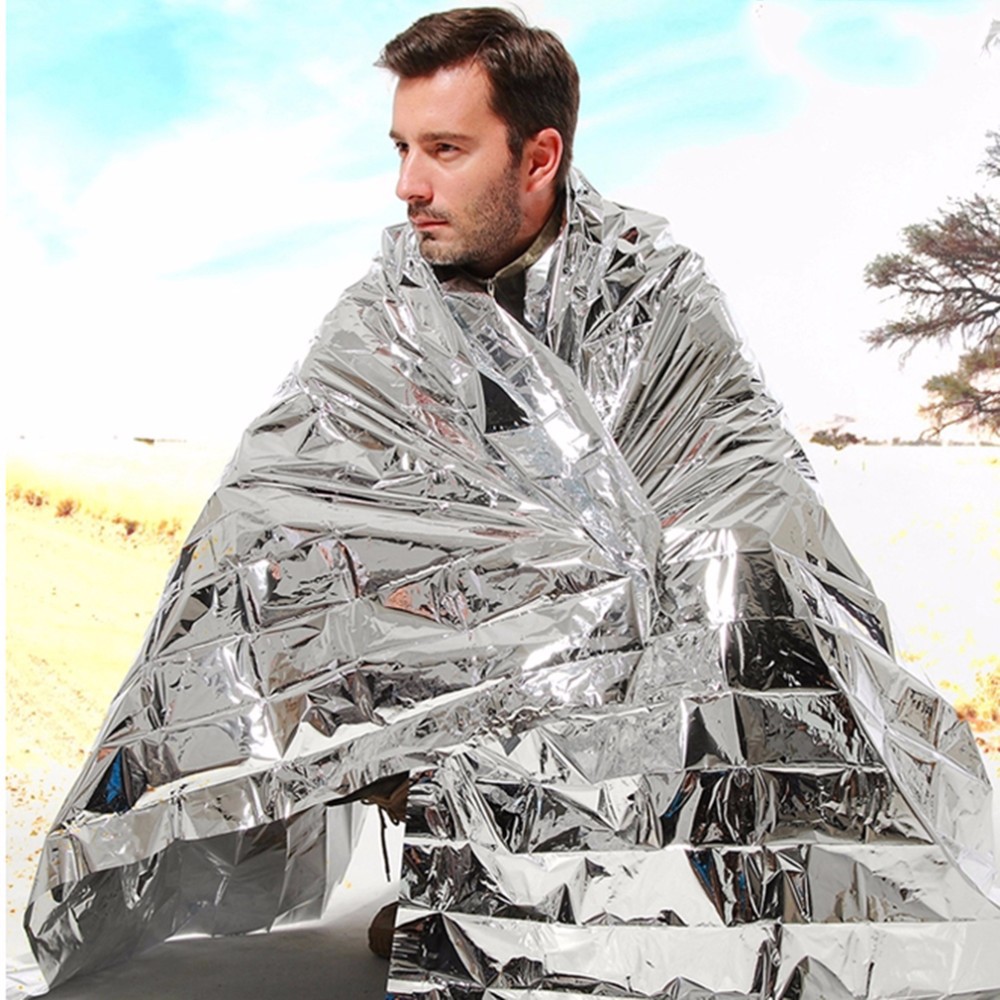 Couverture thermique d'urgence, couverture spatiale coupe-vent en aluminium pour la survie, le Camping, la randonnée, les marathons, Protection contre tous les temps, 1 à 10 pièces