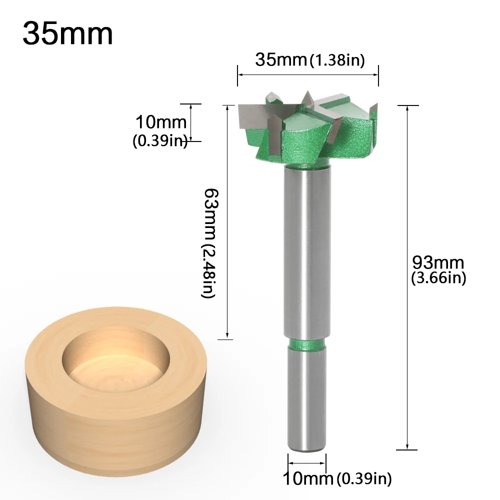 1 Chiếc 35-70Mm 3 Răng Forstner Đầu Dụng Cụ Làm Rau Cau Lỗ Cưa Cắt Bản Lề Nhàm Chán Khoan Tròn vỏ Hợp Kim Vonfram Dao Cắt