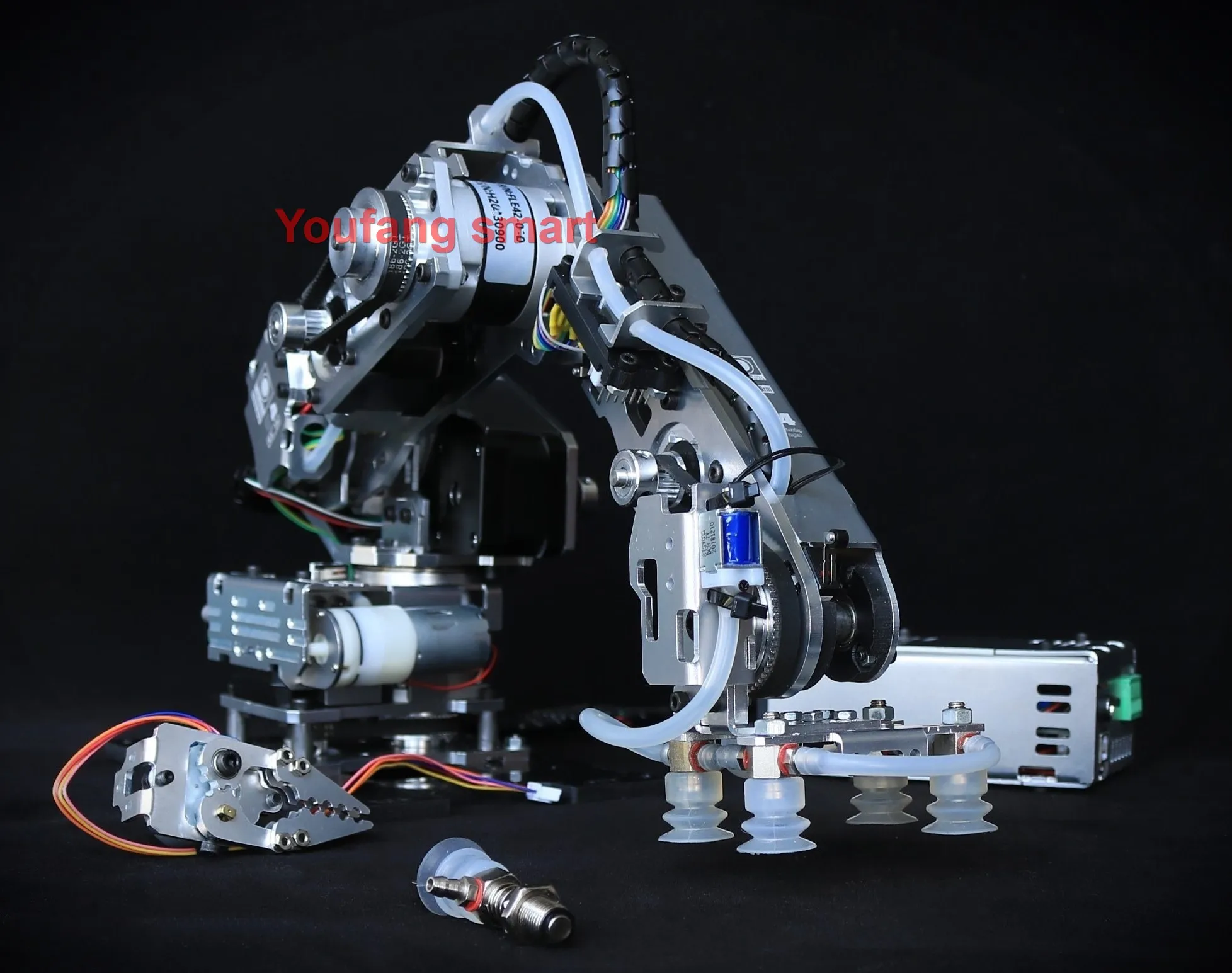 4 Axis Stepping Robotic Arm with Suction cup Pump Stepper Motor for Arduino 2560 Robot DIY Kit Industrial 4 Dof Metal Model Claw