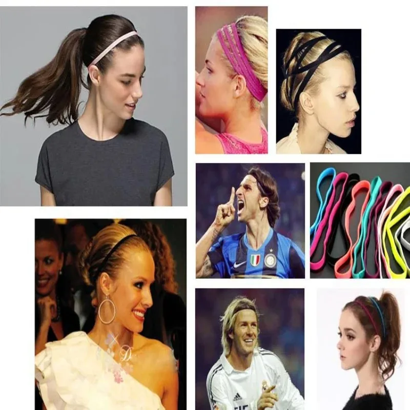 5 ชิ้นยืดหยุ่นเหงื่อ hairband โยคะวิ่งออกกําลังกายแถบคาดศีรษะบางกีฬาสุภาพสตรีผู้ชาย Hairband Anti - skid ตกแต่งผม