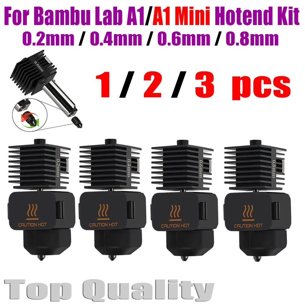 Hotend Kit For Bambu Lab a1/ A1 Mini Hotend 0.2/0.4/0.6/0.8mm Hardened steel Nozzle For bambulab a1 accessories 3D Printer Part