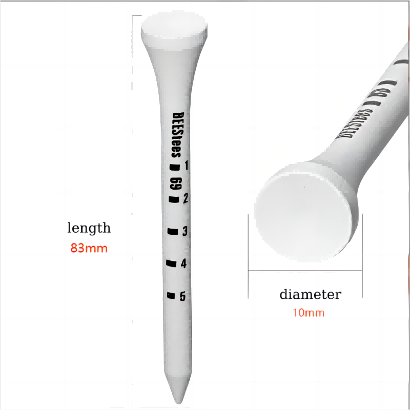 50 個の木質ゴルフ度スケール ティー 83 ミリメートル摩擦軽減サイドスピンゴルフティー白と黒の調整可能な深さ