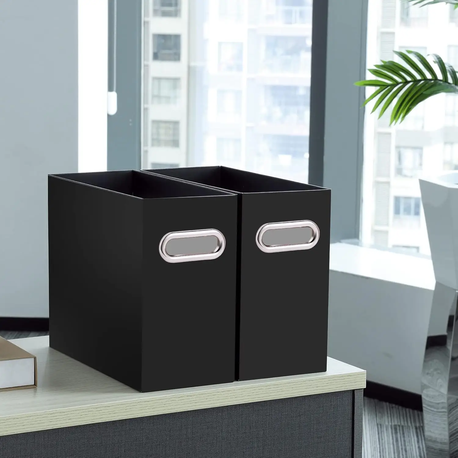 File Organizer, Cardboard File Folder Organizer, File Box, Hanging File Organizer for Letter Size, Portable File Box with Handle