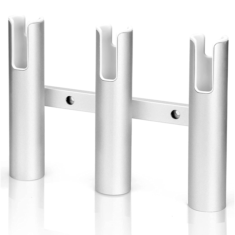 アルミニウム製釣り竿ホルダー,3つのリンク付きウォールマウント,ボート用,青,銀