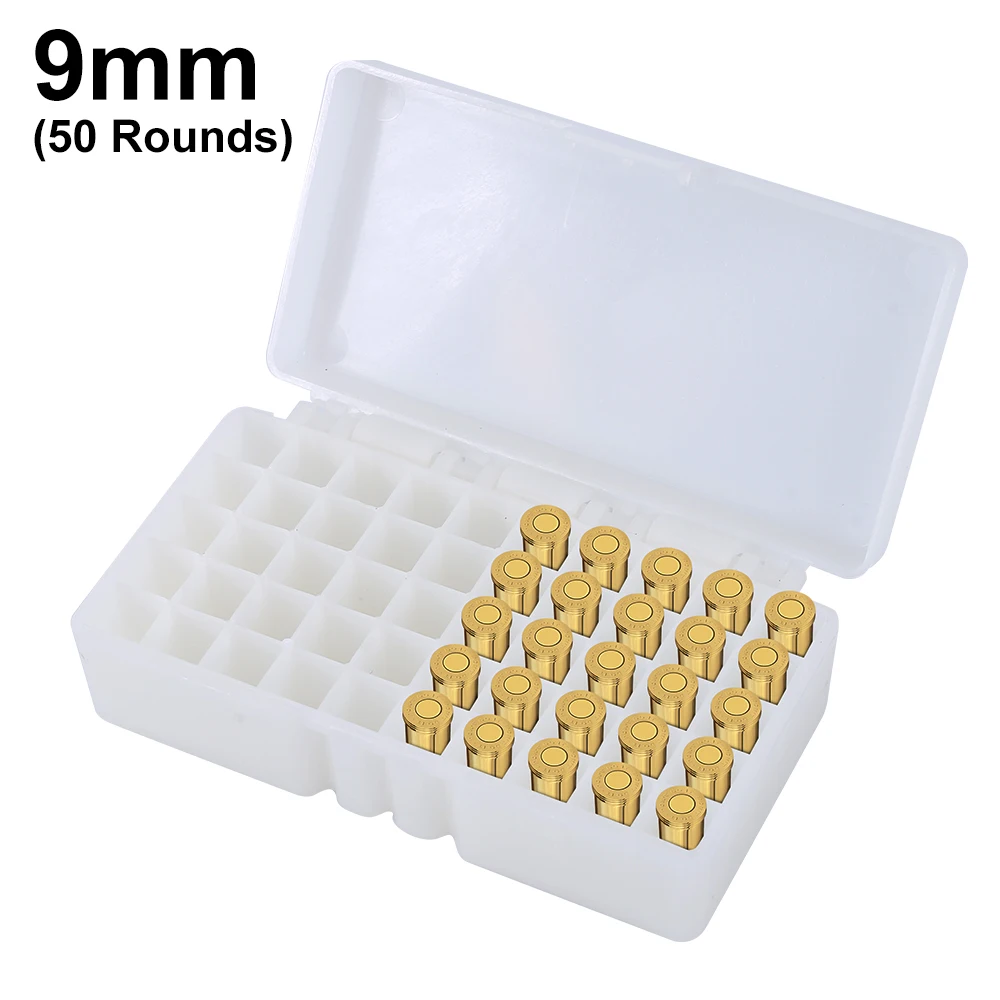 50/100 Rondes Tactische Bullet Box 9Mm/.223/.38Super Pistool Geweer Munitie Dragen Opbergdoos Flip-Top Kogels Koffer Jacht Accessoire