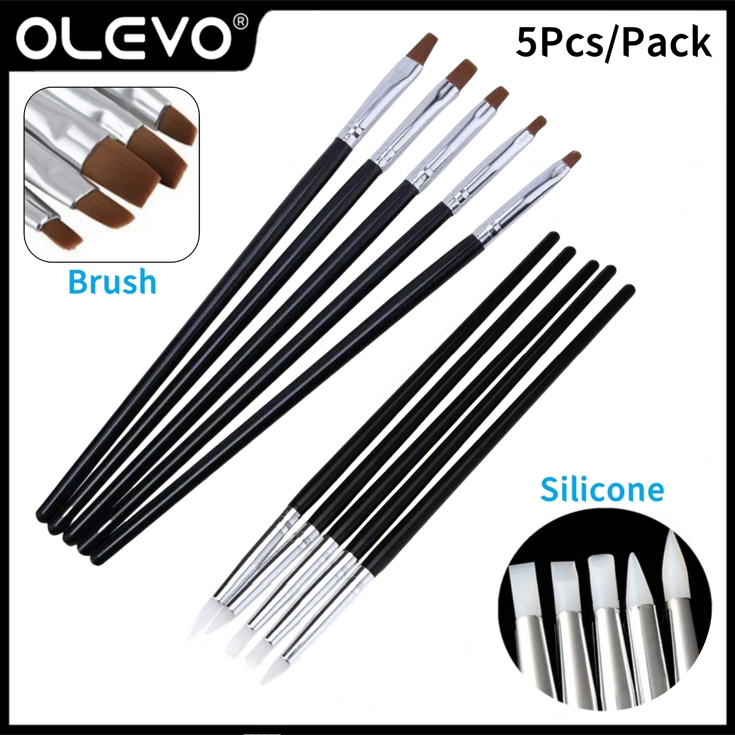 5Pcs Dental Resin Brush Pens Shaping Silicone Adhesive Brushes Composite Porcelain Teeth Whitening Oral Care Dentistry Lab Tool
