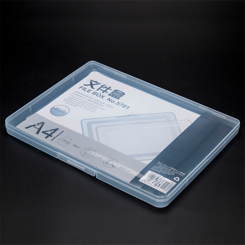 Caja de archivos transparente portátil ultrafina A4, caja de almacenamiento de archivos de papel de prueba de documentos de diario de viaje, caja de almacenamiento de archivos de archivo de oficina