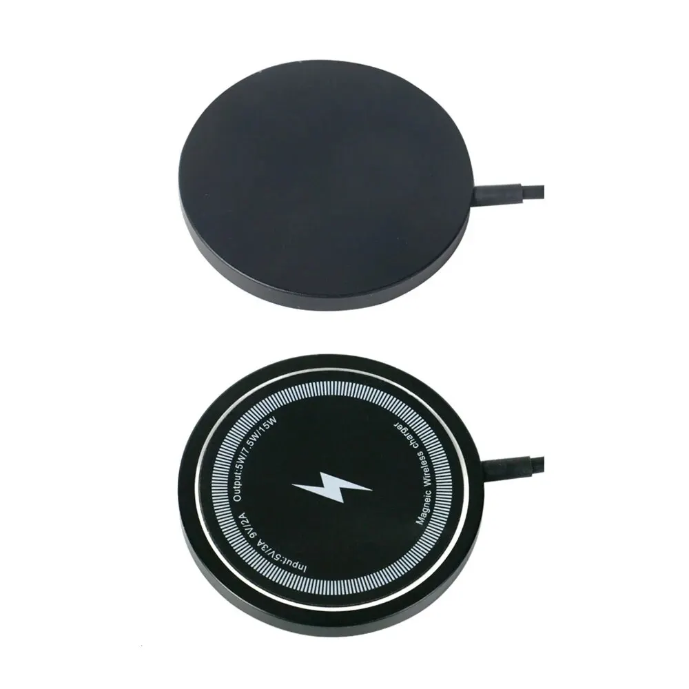 Carregador sem fio 15W compacto e conveniente preto para iPhone 15/14/13/12/11/Pro/Max/Se 2020/Xs/Xr/X/8 Plus Android Phone