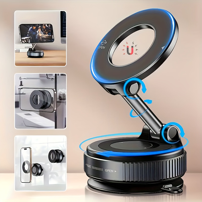 Magnetic Car Phone Holder 360degree Rotation Vacuum AdsorptionStrong Suction Holder for Mobile PhoneCar Bracket