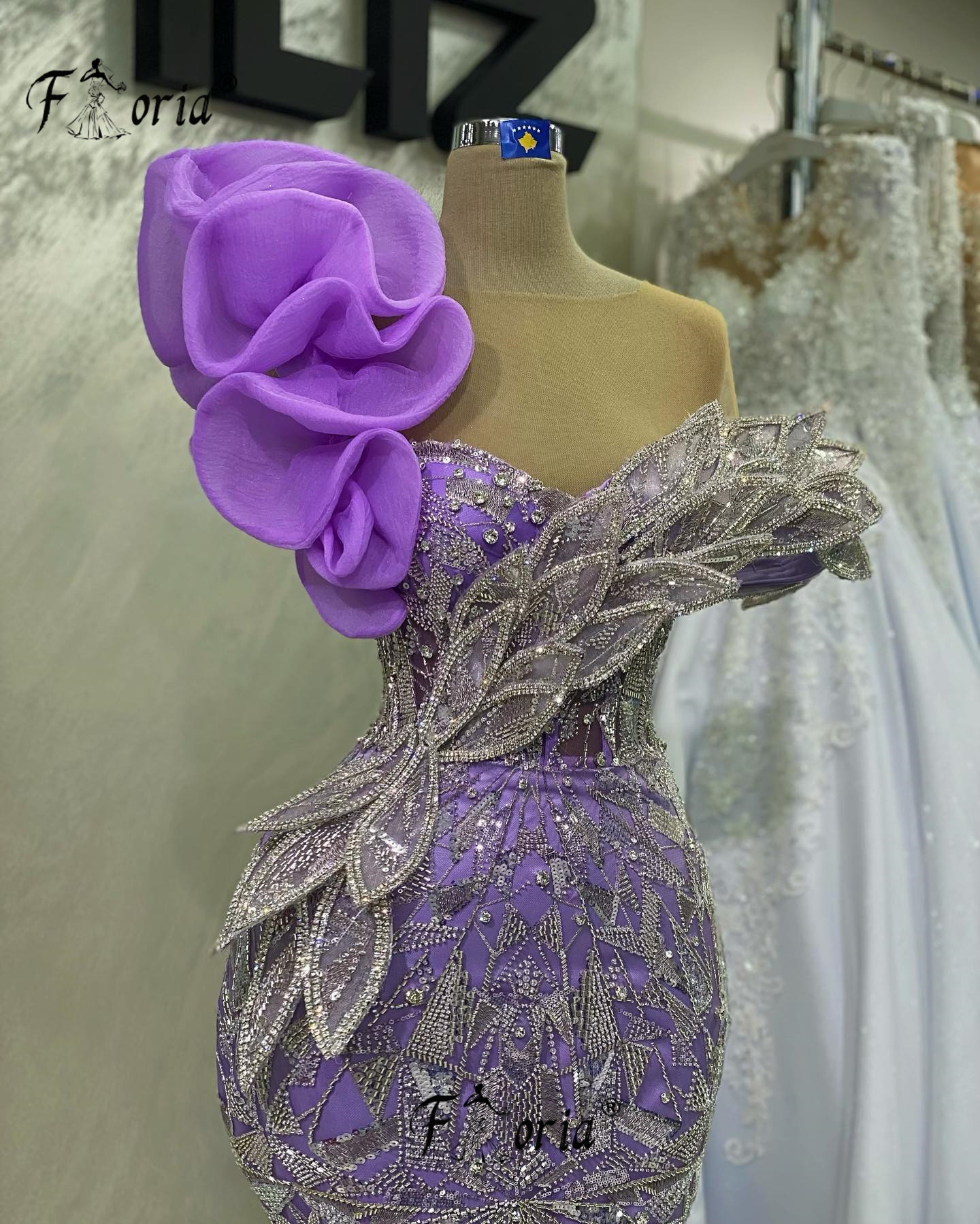 Elegante Dubai Perlen Meerjungfrau Formale Abendkleider Kristall 3D Applikationen Arabisch Prom Kleid Hochzeit Party Kleider Robe De Soiree