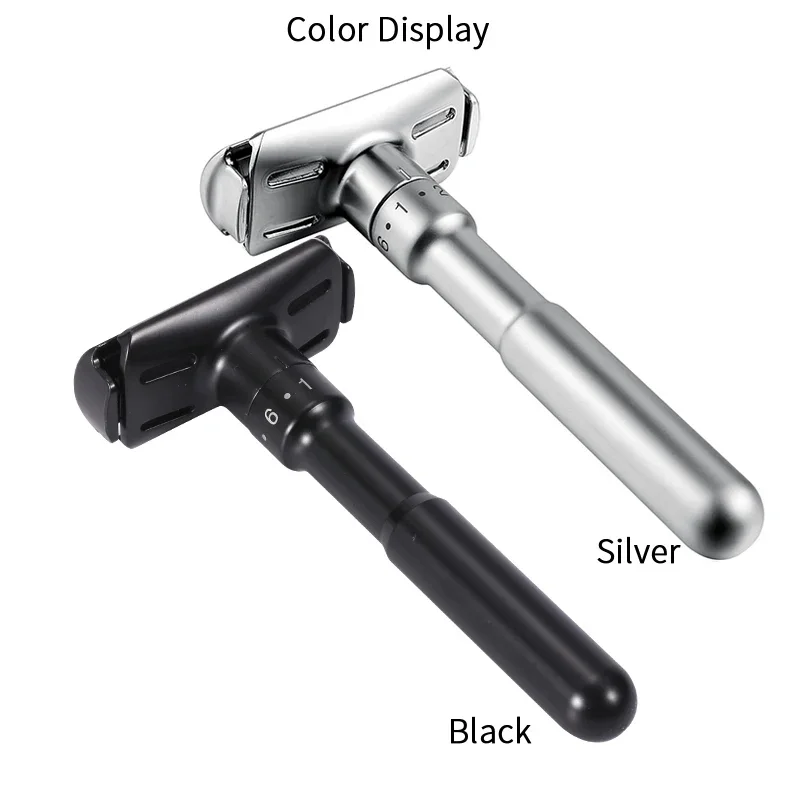 Mingshi Adjustable Safety Razor Double Edge Classic Men Shaving Mild to Aggressive 1-6 File Hair Removal Shaver