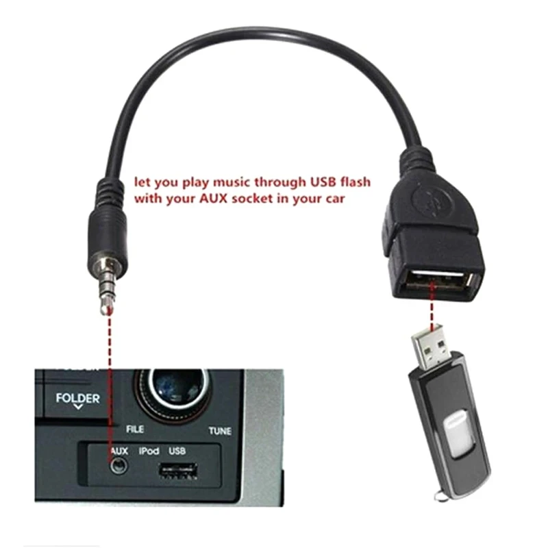 Cable de Audio auxiliar para coche, color negro, 3,5mm, a Cable de Audio USB, electrónica para reproducir música, Cable de Audio para coche, convertidor de auriculares USB